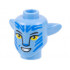 Minifigure, Head, Modified Alien Navi with Yellow Eyes, Silver Spots, Blue Markings, Open Mouth Smile with Teeth Pattern: {умерено син}