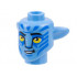 Minifigure, Head, Modified Alien Navi with Yellow Eyes, Silver Spots, Blue Markings, Lopsided Open Mouth Smile with Teeth Pattern: {умерено син}
