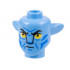 Minifigure, Head, Modified Alien Navi with Yellow Eyes, Blue Markings, Frown Pattern: {умерено син}