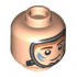 Minifigure, Head Dual Sided Child, Dark Bluish Gray Air Mask, Reddish Brown Eyebrows, Sand Blue Paint Splotches, Grin / Scowl Pattern - Hollow Stud : {светло нуга}