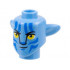 Minifigure, Head, Modified Alien Navi with Yellow Eyes, Silver Spots, Blue Markings, Smirk with Left Corner Lifted Pattern: {умерено син}