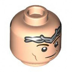 Minifigure, Head Dual Sided Dark Brown Eyebrows, Silver Tiara, Medium Nougat Cheek Lines and Chin Dimple, Smirk / Frown Pattern - Hollow Stud : {светло нуга}