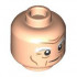 Minifigure, Head White and Light Bluish Gray Bushy Eyebrows, Medium Nougat Brow Furrows, Wrinkles and Age Lines Pattern - Hollow Stud : {светло нуга}