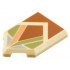 Tile, Modified 2 x 3 Pentagonal with Dark Orange, Olive Green, Nougat, and Sand Blue Angular Shapes Pattern: {тухлено жълт}
