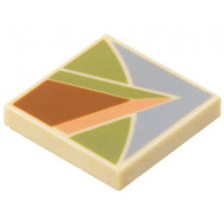 Tile 2 x 2 with Groove with Dark Orange, Olive Green, Nougat, and Sand Blue Angular Shapes Pattern: {тухлено жълт}