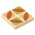 Tile 2 x 2 with Groove with Dark Orange Pointed Ovals in Nougat and Olive Green Quarters Pattern: {тухлено жълт}