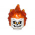 Minifigure, Head, Modified with Molded Trans-Orange Flaming Hair and Printed Skull with Bright Light Orange Eyes Pattern (Ghost Rider, Johnathon Johnny Blaze) : {бял}