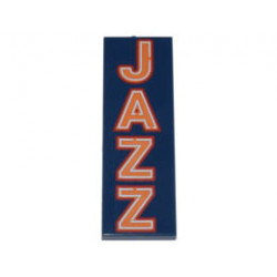 Tile 2 x 6 with Orange JAZZ with Red and White Outlines Pattern: {земно син}