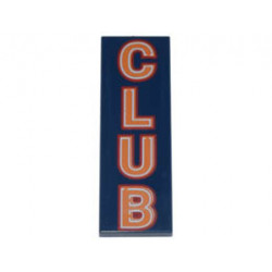 Tile 2 x 6 with Orange CLUB with Red and White Outlines Pattern: {земно син}