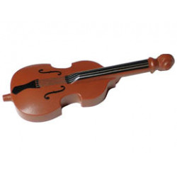 Minifigure, Utensil Musical Instrument, Double Bass with Black Neck, Tailpiece, and F Holes and Silver Strings Pattern: {червеникаво-кафяв}