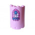 Cylinder Half 2 x 4 x 5 with 1 x 2 Cutout with Dark Pink Bricks and Flowers, Dark Azure Leaves and Star and Black Window Frame Pattern : {светло пурпурен}