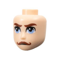 Mini Doll, Head Friends Male Large with Reddish Brown Eyebrows and Moustache, and Bright Light Blue Eyes Pattern: {светло нуга}