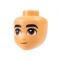 Mini Doll, Head Friends Male with Black Eyebrows, Reddish Brown Eyes, and Closed Mouth Pattern: {нуга}