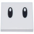 Tile 2 x 2 with Groove with Black Oval Eyes with Pupils Pattern (Super Mario Turnip Face): {бял}