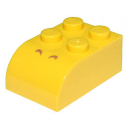 Slope, Curved 3 x 2 x 1 with 4 Studs with 2 Medium Nougat Curved Lines Pattern (Super Mario Cooligan Nostrils): {ярко жълт}
