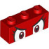 Brick 1 x 3 with Angry Dark Red and White Eyes with Black Eyelashes and Eyelids Pattern (Super Mario Pom Pom): {ярко червен}