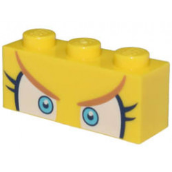 Brick 1 x 3 with Angry Medium Azure and White Eyes, Dark Blue Eyelashes, and Medium Nougat Eyelids Pattern (Super Mario Wendy): {ярко жълт}