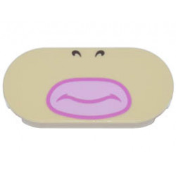 Tile, Round 2 x 4 Oval with Dark Brown Nostrils, Bright Pink Lips, and Dark Pink Closed Mouth Pattern (Super Mario Wendy Lower Face) : {тухлено жълт}