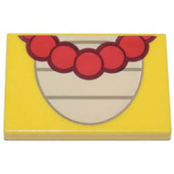 Tile 2 x 3 with Tan Oval with Dark Tan Lines and Necklace with Large Red Beads Pattern (Super Mario Wendy Belly): {ярко жълт}