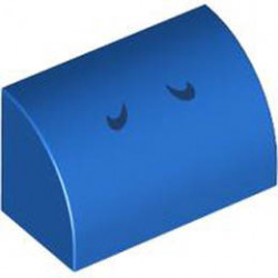 Slope, Curved 1 x 2 x 1 with 2 Dark Blue Curved Lines Pattern (Super Mario Blue Yoshi Nostrils): {ярко син}