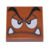 Tile 2 x 2 with Groove with Goomba Face Angry with Half Closed Eyelids Pattern: {тъмно оранжев}