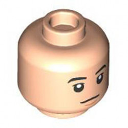Minifigure, Head Dual Sided Black Eyebrows, Nougat Chin Dimple, Neutral / Open Mouth Smile Pattern - Hollow Stud: {светло нуга}