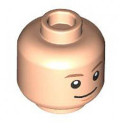 Minifigure, Head Dual Sided Medium Brown Eyebrows, Nougat Dimples, Smile / Winking with Glasses Pattern - Hollow Stud: {светло нуга}