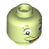 Minifigure, Head Alien Olive Green Eyebrows and Nose Outline, Large White Eyes, Open Mouth Smile with Orange Tongue Pattern - Hollow Stud : {пролетно жълто-зелен}