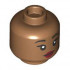 Minifigure, Head Dual Sided Female Black Eyebrows, Dark Red Lips, Lopsided Open Mouth Smile with Teeth and Tongue / Closed Mouth Pattern - Hollow Stud : {умерен нуга}
