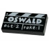 Tile 1 x 2 with Groove with Film Slate with White OSWALD and act:2 take:1 Pattern: {черен}
