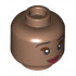 Minifigure, Head Dual Sided Female Black Eyebrows, Reddish Brown Eye Shadow, Dark Red Lips, Open Mouth Smile / Closed Mouth Smile Pattern - Hollow Stud : {умерено кафяв}
