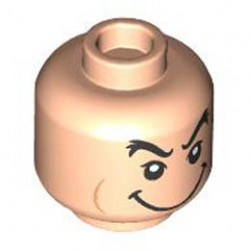 Minifigure, Head Dual Sided Black Bushy Eyebrows, Medium Nougat Cheek Lines, Large Smile / Angry with Open Mouth and Red Tongue Pattern - Hollow Stud : {светло нуга}