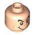 Minifigure, Head Dual Sided Black Bushy Eyebrows, Medium Nougat Cheek Lines, Large Smile / Angry with Open Mouth and Red Tongue Pattern - Hollow Stud : {светло нуга}