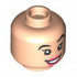 Minifigure, Head Dual Sided Female Black Eyebrows, Left Raised, Coral Lips, Open Mouth Smile / Angry Pattern - Hollow Stud: {светло нуга}