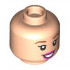 Minifigure, Head Dual Sided Female Dark Orange Eyebrows, Dark Pink Lips, Open Mouth Smile / Sleeping with Smirk Pattern - Hollow Stud : {светло нуга}