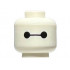Minifigure, Head Alien with Black Eyes and Connecting Line Pattern (Baymax) - Vented Stud: {бял}
