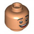 Minifigure, Head Dual Sided Black Eyebrows, Reddish Brown Dimples and Beauty Mark, Wide Lopsided Grin / Open Mouth Smile Pattern - Hollow Stud : {нуга}