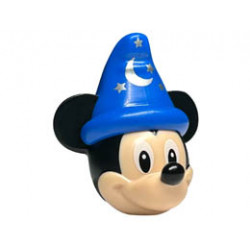 Minifigure, Head, Modified Mouse with Molded Black Ears and Blue Wizard Hat and Printed Nose, White Eyes and Silver Moon and Stars Pattern (Mickey) : {светло нуга}