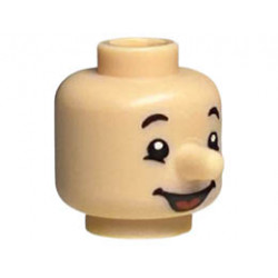 Minifigure, Head, Modified with Nose with Black Eyebrows and Smile with Tongue Pattern: {светло нуга}