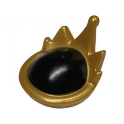 Minifigure, Headgear Tiara / Crown with 5 Points with Black Dome Top Pattern: {топло златист}