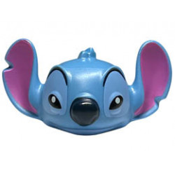 Minifigure, Head, Modified Alien with Big Dark Pink Ears, Black and Bright Light Blue Narrow Eyes with Eyebrows and Dark Blue Nose Pattern (Stitch) : {умерено син}