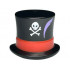 Minifigure, Headgear Hat, Top Hat Large with Molded Red Band and Printed White Skull, Crossbones, and Medium Lavender Feather Pattern : {черен}