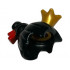 Minifigure, Hair Female with Bun and Bangs with Molded Gold Crown and Printed Red Hair Clip Pattern: {черен}