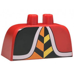 Lower Body, Skirt Wide with Side Hoops (Panniers) with Orange, Yellow and Black Stripes and White Dress Trim Pattern: {ярко червен}
