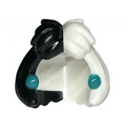 Minifigure, Hair Female Short, Bob Cut with Molded Black Right Side and Printed Dark Turquoise Earrings Pattern: {бял}