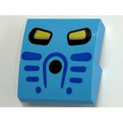 Slope, Curved 2 x 2 x 2/3 with Takua Mask and Yellow Eyes Pattern: {умерено небесносин}