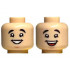 Minifigure, Head Dual Sided Black Eyebrows, Medium Nougat Chin Dimple, Open Mouth Smile with Teeth / Wide Open Mouth Smile with Tongue Pattern - Hollow Stud : {светло нуга}