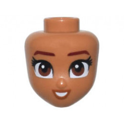 Mini Doll, Head Friends with Reddish Brown Eyes, Long Black Eyelashes, Dark Red Eyebrows, Dark Orange Lips, and Open Mouth Smile Pattern : {умерен нуга}