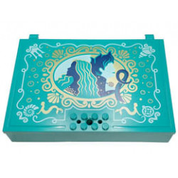 Container, Book Cover Half, 16 x 12 x 2 2/3 with Lock Compartment (Storybook Adventures) with Ariel, Ursula, Gold and White Shells and Trim Pattern : {ярко синьо-зелен}