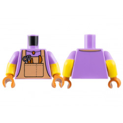 Torso Nougat Overalls, Dark Orange Pendant Necklace and Tools Pattern / Yellow Arms with Molded Medium Lavender Short Sleeves Pattern / Dark Orange Hands: {умерено лавандулов}